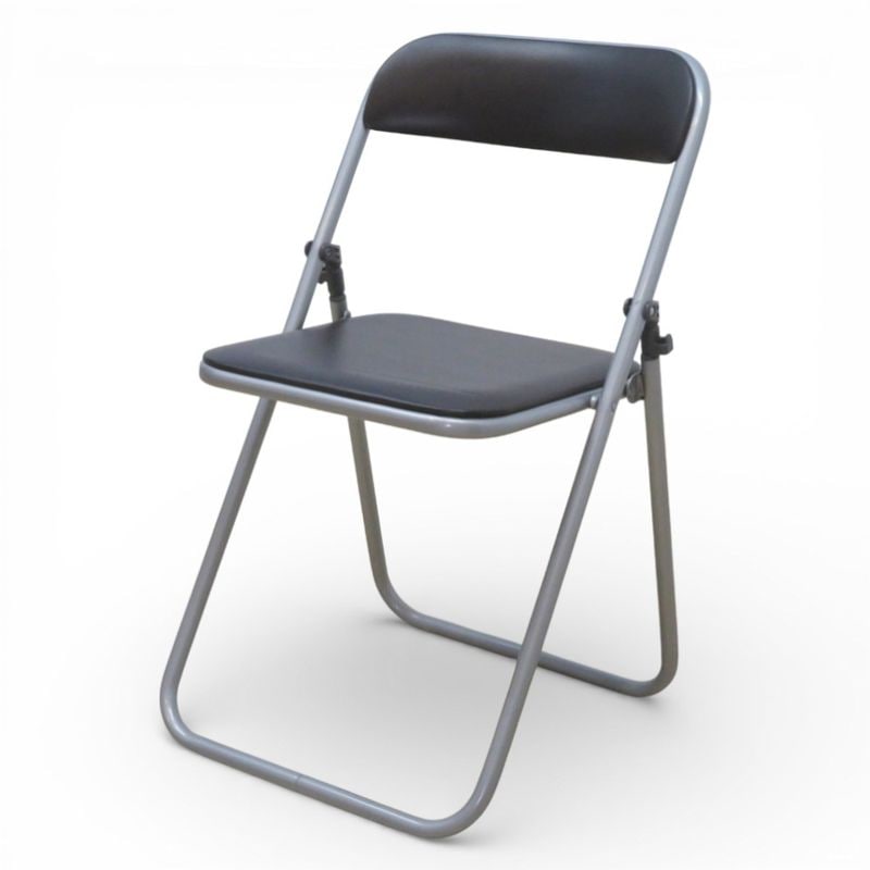 【中古】 折りたたみ椅子 ダークブラウン レザー調 パイプイス ミーティングチェア 軽量 持ち運び 中古オフィス家具 KK20704