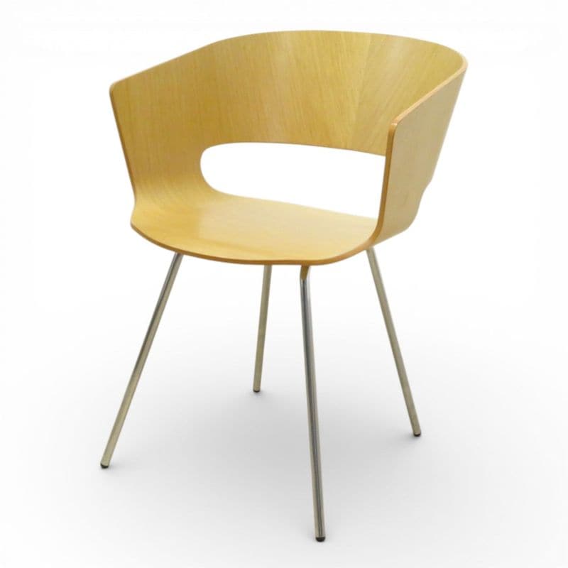 【中古】 自然美ダイニングチェア ナチュラル アームチェア 木目 スチールフレーム ホームインテリア 中古オフィス家具 KK20769 EG20769