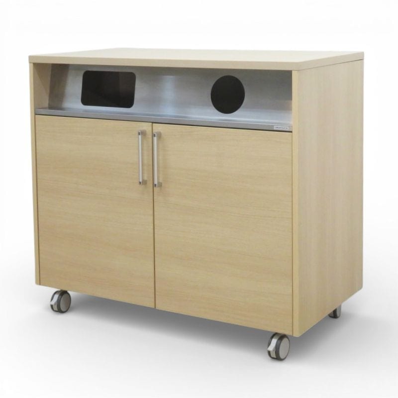 【中古】オカムラ ダストボックス トラッシュユニット MS538E MK37 ナチュラル 分別2種 ゴミ箱2個付き ロック式キャスター付き 中古オフィス家具 KK20773