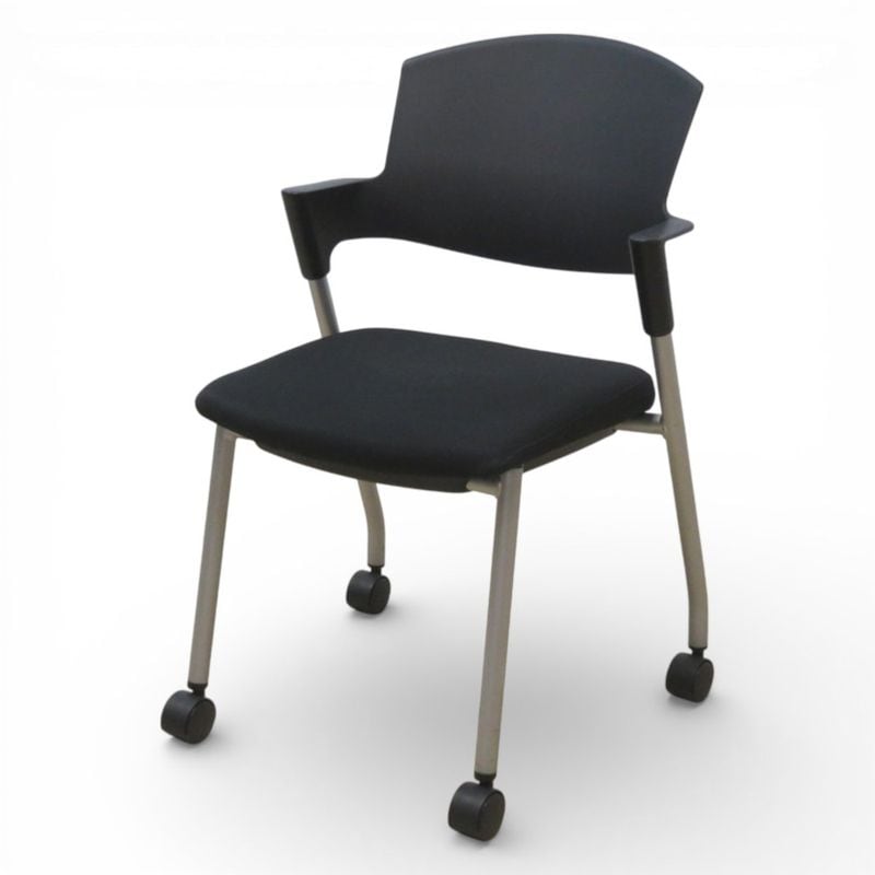 【中古】 コクヨ プロッティ スタッキングチェア CK-587C ブラック 肘付き 布張り キャスター 中古オフィス家具 KK20806