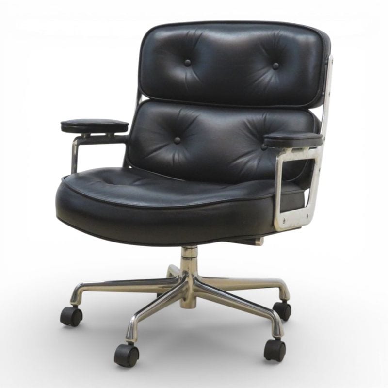 【中古/美品】ハーマンミラー イームズ タイムライフチェア キャスター ブラック レザー ラウンジチェア エグゼクティブチェア 中古オフィス家具 KK20763-a