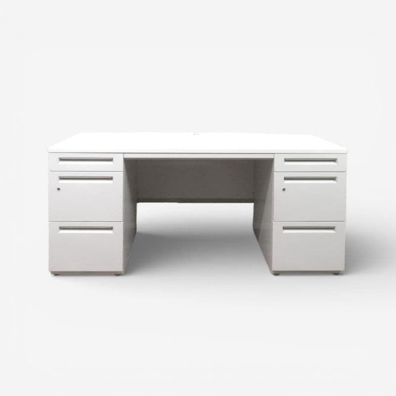 【中古/良品】内田洋行 両袖デスク スカエナ SFP1600PD OW ホワイト 幅1600mm 事務机 オフィスデスク 役員机 AG20813 中古オフィス家具