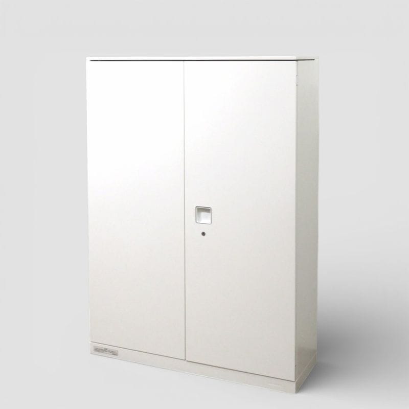 【中古】 オカムラ 両開き書庫(奥行き浅型) レクトライン 4U315F ZA75 ホワイト W900 D300 H1265 キャビネット 書類棚 中古オフィス家具 AG20848