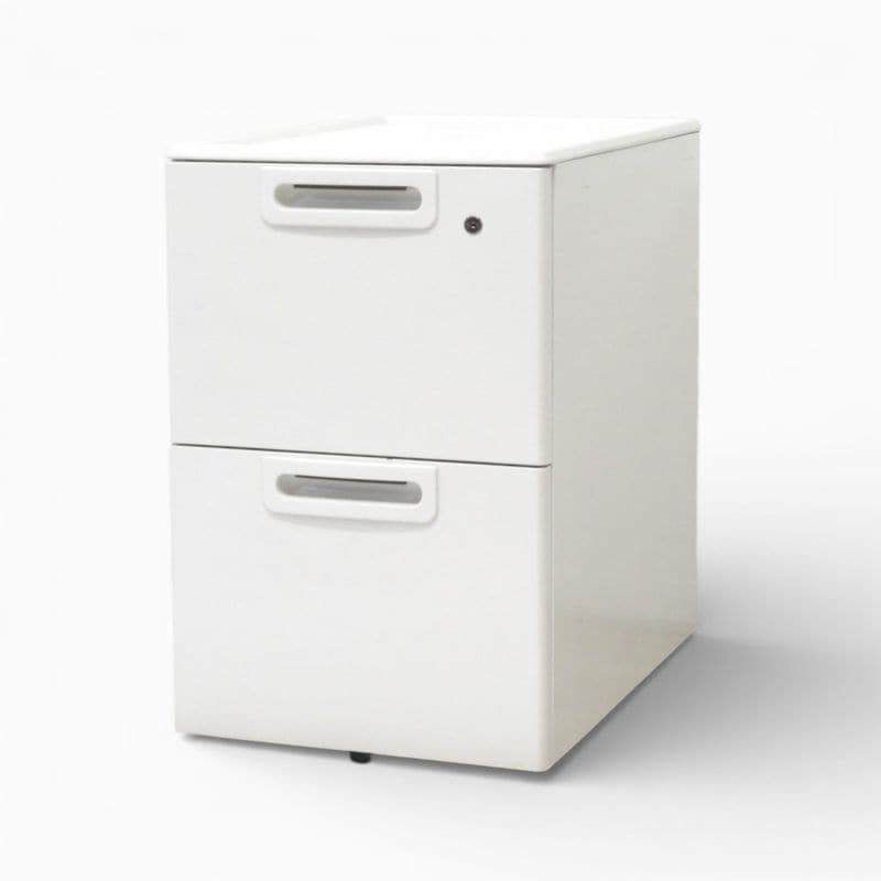 【中古】プラス 2段デスクワゴン LA-W046SC-2 W4 ホワイト キャスター インサイドワゴン 鍵有り 中古オフィス家具 KK19924