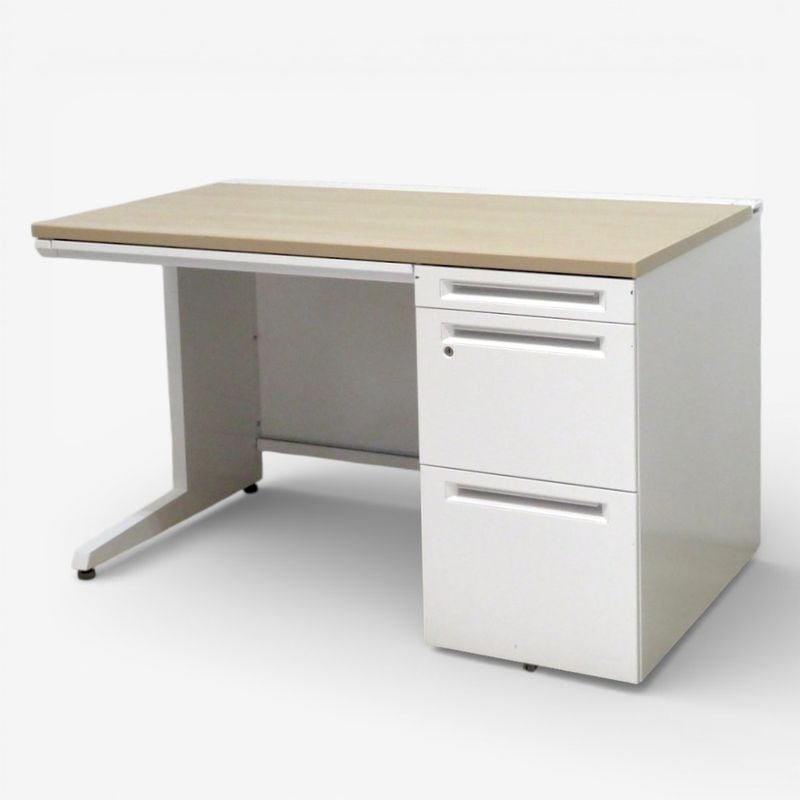 【中古】 オカムラ 片袖デスク アドバンス 3V1SAJ MK54 鍵有り W1200 D700 H720 ナチュラル オフィスデスク 平机 中古オフィス家具 KK19317-1 