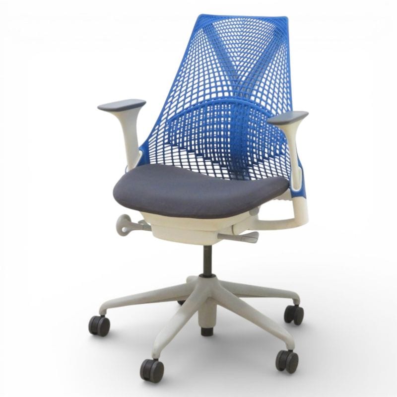 【中古】ハーマンミラー セイルチェア オフィスチェア AS1YA23HA-0477 ブルー/グレー 肘付き アジャストアーム ミドルバック メッシュ 中古オフィス家具 KK20894