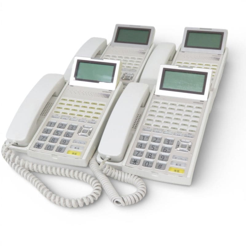 【中古/4台】HITACHI ビジネスフォン HI-24E-TELSDA ホワイト 電話機 子機4台セット 中古オフィス家電 YH20791-1