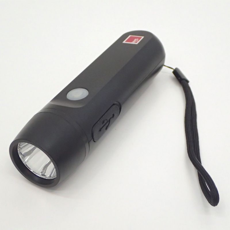 【中古/SALE】RMS LEDライト スマホ充電式ライトキーホルダー USB充電 手回しダイナモ SOSライト ブラック 防災用 停電対策 箱あり 中古オフィス家具 EG18731