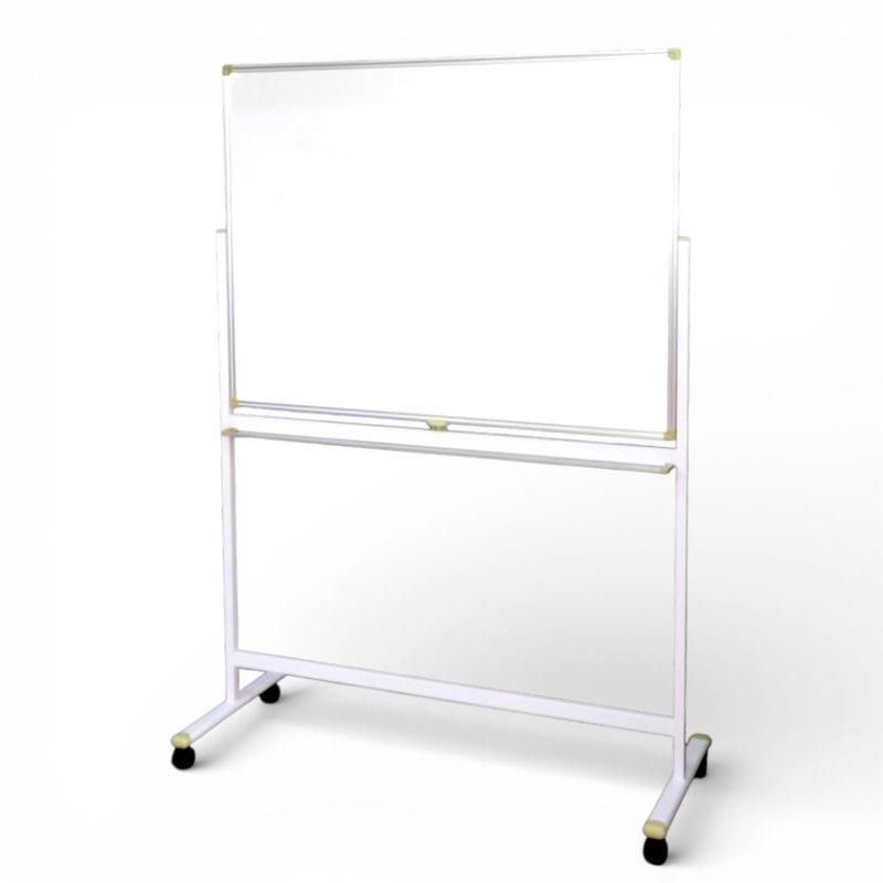 【中古】片面自立式ホワイトボード W1280 D420 H1800(ボードサイズ1200×900) 白板 脚付き 移動式 片面 キャスター ペントレー YH19525