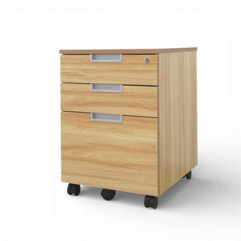 【中古】アールエフヤマカワ 3段デスクワゴン ナチュラル 木目 インサイドワゴン 鍵無し 袖机 中古オフィス家具 KK20906