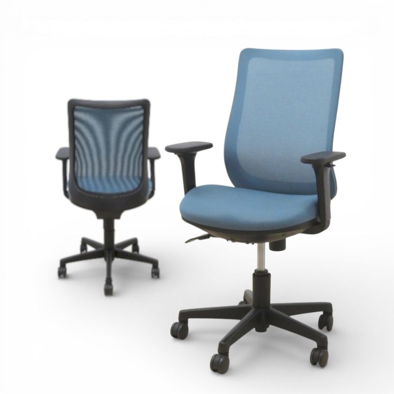【中古/2024年製】 美品 アイコ 肘付オフィスチェア OA-3200シリーズ OA-3225 ブルー 事務椅子 可動肘 ミドルバック ロッキング調整可 メッシュ 中古オフィス家具 KK20910