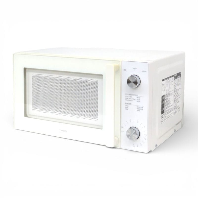 【中古】ツインバード 電子レンジ DR-LD20 ホワイト フラット 温め 調理 ダイヤル式 オフィス家電 YH20857-1