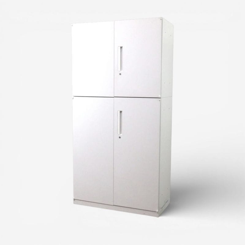 【中古】ウチダ 上下書庫セット(両開き+両開き)  HSシリーズ  5-820-5002 N1 N2 ホワイト キャビネット 書類棚 中古オフィス家具 AG20819 YH20819