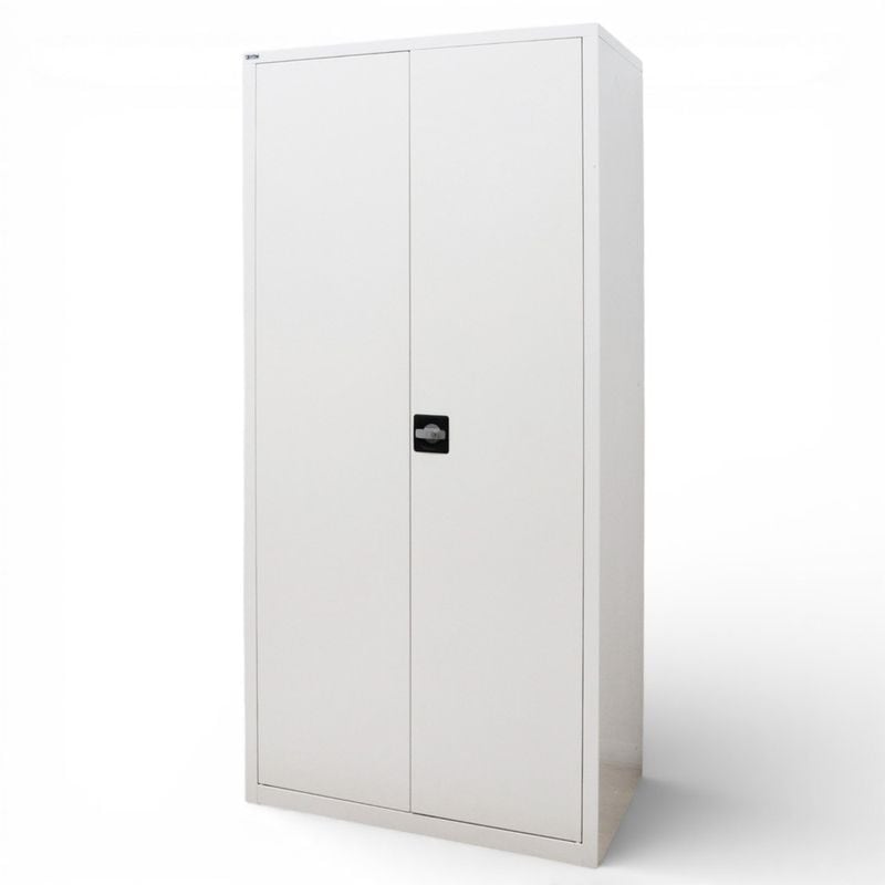 【中古】チェハ 両開き書庫 W880 D400 H1850 ホワイト 5段棚 配線ホール 鍵無し 中古オフィス家具 KK11060