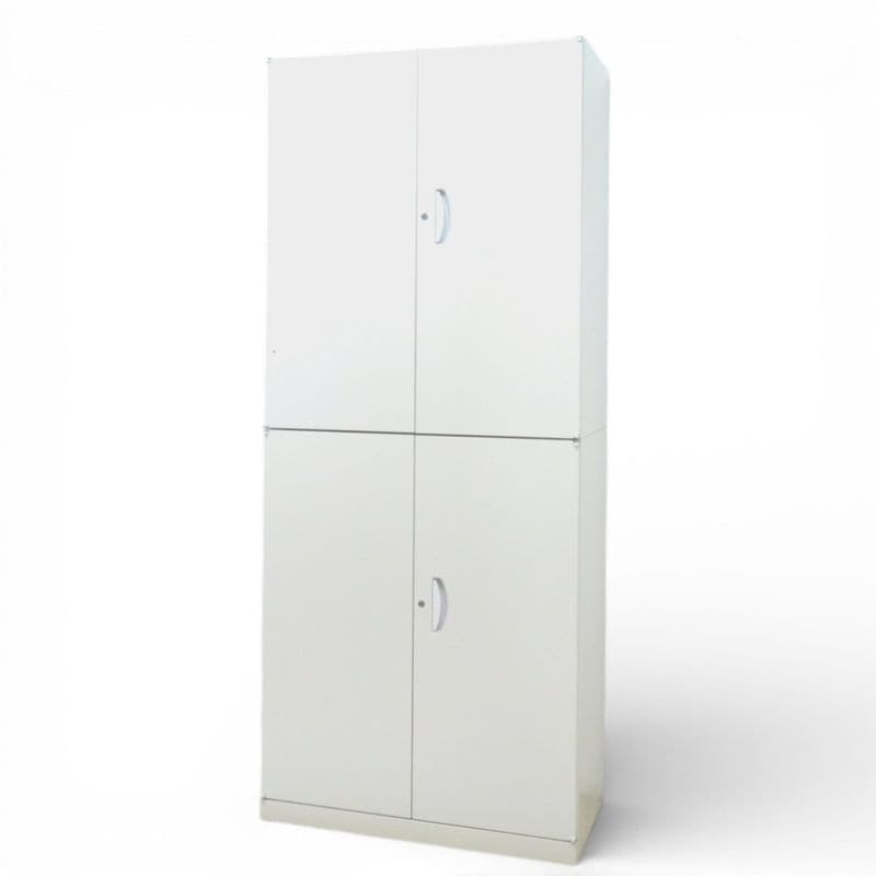 【中古】生興 上下書庫セット クウォール RW45-10H ホワイト W900 D450 H2160 両開き/3段棚 鍵有り 中古オフィス家具 KK20909