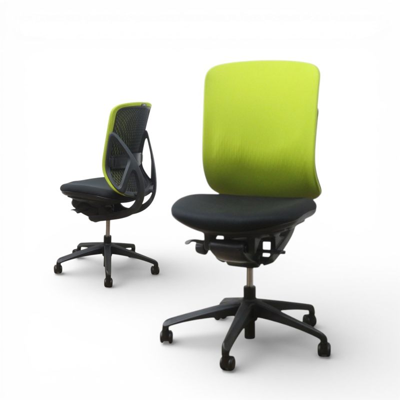 【中古】イナバ オフィスチェア イエラ グリーン 事務椅子 肘無し パソコンチェア ランバーサポート リクライニング 中古オフィス家具 AG20854 