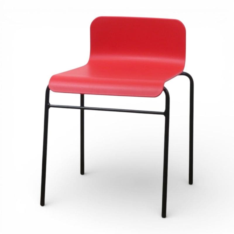 【中古】ライオン事務器 スタッキングチェア LE2200-RE レッド 肘無し 会議椅子 腰掛け 中古オフィス家具 AG20863