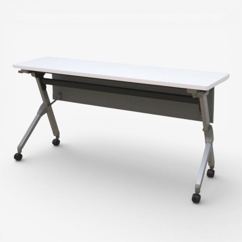 【中古】オカムラ スタックテーブル フラプター 81F1AJ MG99 ホワイト 幕板 ストッパー付きキャスター 中古オフィス家具 KK20930