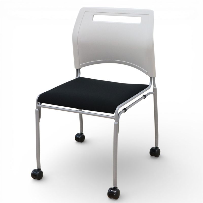 【中古/美品】 弘益 KOEKI スタッキングチェア SFIDA-C1F(BK) 会議椅子 ブラック 連結可 布張り 取手付き 持ち運び 中古オフィス家具 KK20126