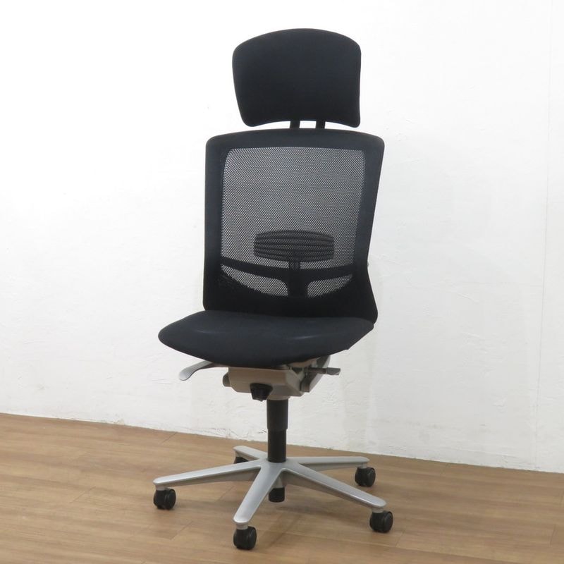 【中古】 ウチダ オフィスチェア レジア RA-30T ブラック 事務椅子 肘無し リクライニング ヘッドレスト メッシュ 中古オフィス家具 AG20823