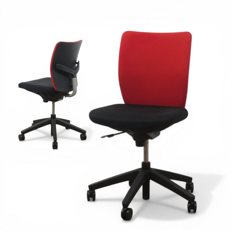 【中古】ウチダ オフィスチェア EPO EF-40 レッド/ブラック 事務椅子 肘無し パソコンチェア リクライニング 布張り 中古オフィス家具 AG20833