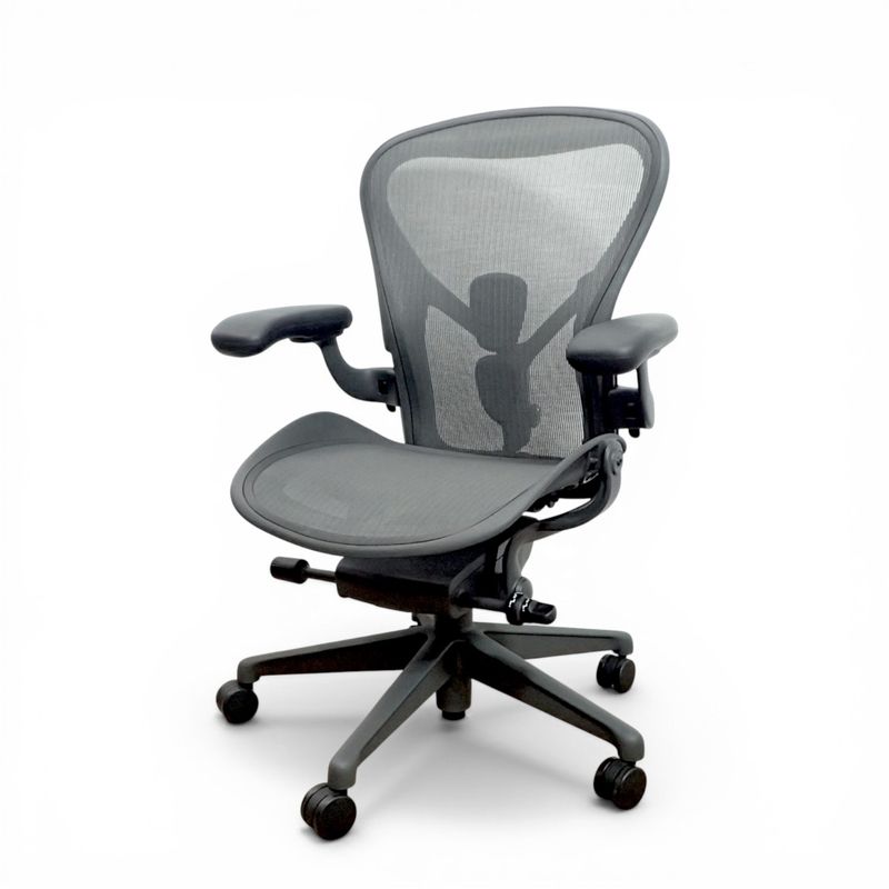 【中古】ハーマンミラー オフィスチェア アーロンチェア リマスタード AER1B23DW グラファイト 肘付き ポスチャーフィットSL 前傾チルト 2019年製 中古オフィス家具 EG21050-1