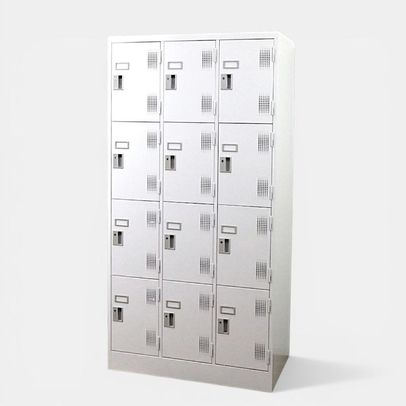 【中古】豊国工業 12人用ロッカー TLK-S12 ホワイト 個人ロッカー 多人数 3列4段 タオル掛け 更衣室 中古オフィス家具 AG20850 