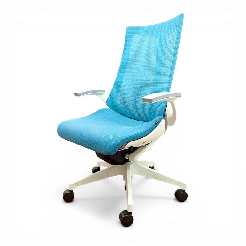 【中古】イトーキ オフィスチェア アクト KG-475JV-W9A3 ブルー ハンガー無し 布張り 2023年製 ハイバック 中古オフィス家具 EG21049-2