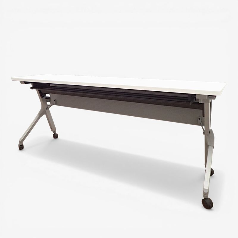 【中古】オカムラ フラプター スタックテーブル 81F1CA MG99 ホワイト W1800 D450 ミーティングテーブル 中古オフィス家具 EG20549