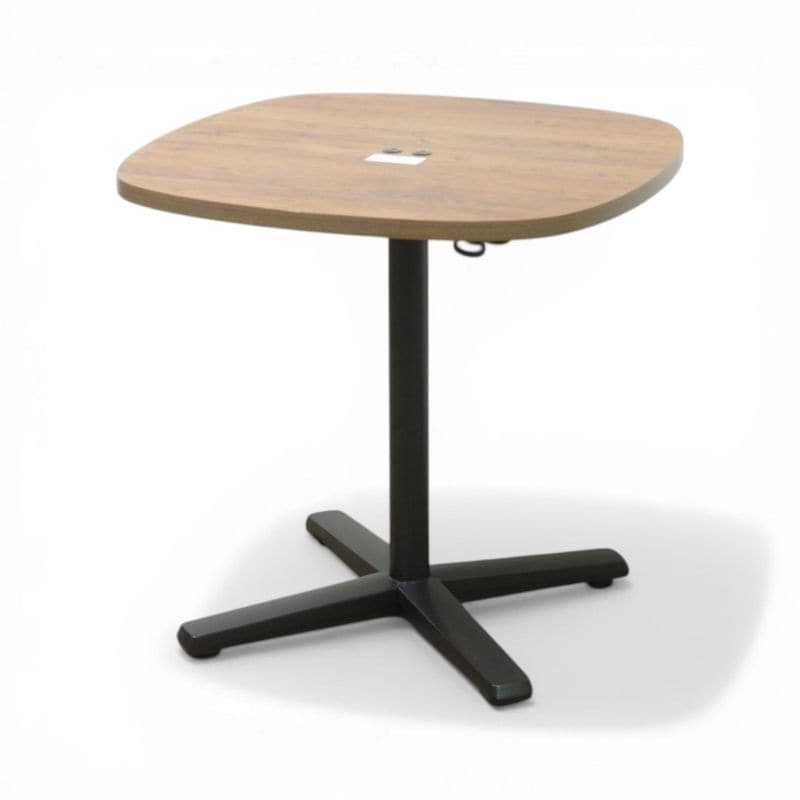 【中古】オカムラ カフェテーブル ライブス 87ABHE MES3 ブラウン 幅750mm 高さ720mm ラウンドテーブル コンセント×2 中古オフィス家具 AG21026