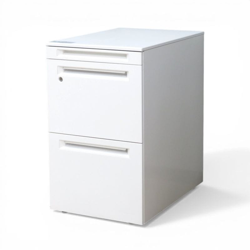 【中古】オカムラ 3段ワゴン プロユニット DNC1CX Z975 ホワイト サイドキャビネット 引き出し キャスター 中古オフィス家具 YH21022