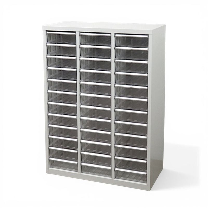 【中古】クリスタルトレー書庫 ホワイト 幅800mm 奥行400mm 高さ1120mm クリスタルトレーキャビネット 深型トレー3列12段 中古オフィス家具 AG21011