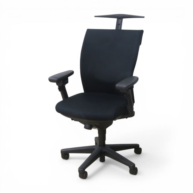 【中古】コクヨ トレンザチェア 肘付きオフィスチェア CR-GH452F6 ブラック 可動肘 コートハンガー 布張り 中古オフィス家具 YH21059