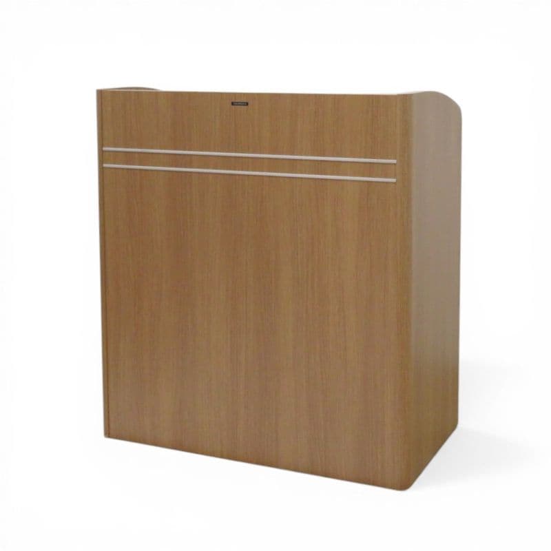 【中古】オカムラ 受付台 インフォーメーションカウンター 4303Ak-MK18 W920 D520 H1050 ナチュラル キャスター コンセント付 木目調 中古オフィス家具 KK21009-1