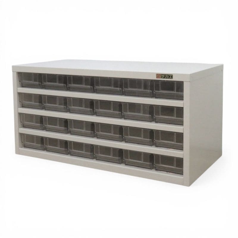 【中古】サカエ クリスタルトレー書庫 ハニーケース ホワイト 6列4段 樹脂ボックス 部品収納 中古オフィス家具 KK21008