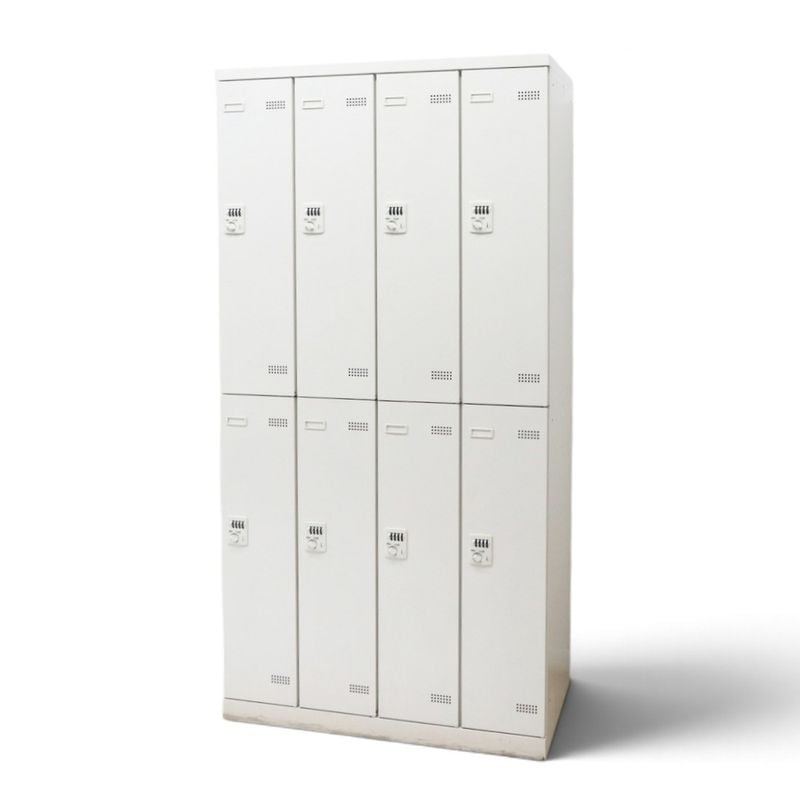 【中古】生興 SLBシリーズ 8人用ロッカー ダイヤル錠 SLBW-8-D ホワイト 多人数  更衣ロッカー 中古オフィス家具 KK21060 