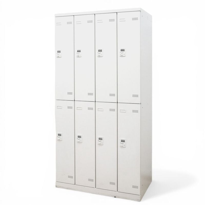【中古】生興 SLBシリーズ 8人用ロッカー ダイヤル錠 SLBW-8-D ホワイト 多人数  更衣ロッカー 中古オフィス家具 KK21060 