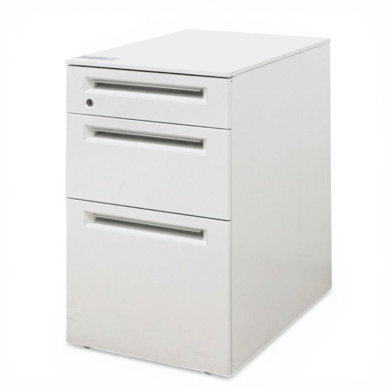 【中古】オカムラ 3段デスクワゴン プロユニット DNC1CE-Z975 ホワイト ストッパーインサイドワゴン 鍵作成可能 中古オフィス家具 KK21047