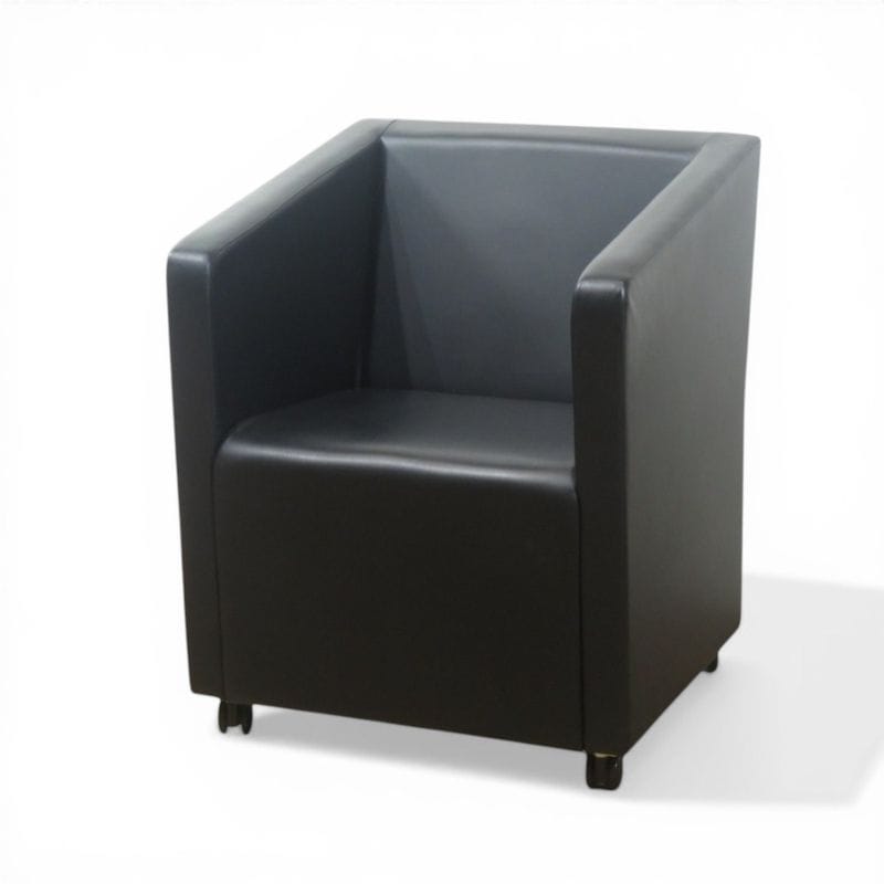 【中古】相合家具 1人用ソファ ラスタ CS ブラック 1Pソファ パーソナルチェア キャスター付き 居間 応接 レザー調 中古オフィス家具 AG21110