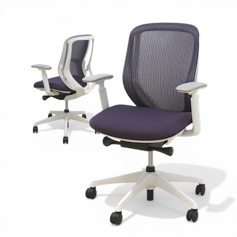 【中古】オカムラ シルフィー 2022年製 C681XW FMPO パープル 肘付きオフィスチェア ローバック メッシュ 事務椅子 中古オフィス家具 KK21121
