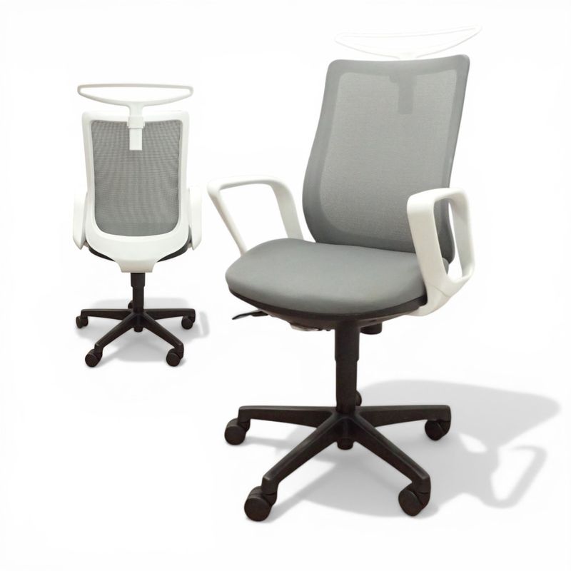 【中古】AICO オフィスチェア OA-3225 メッシュ 肘付き ライトグレー  事務椅子 中古オフィス家具 EG21065