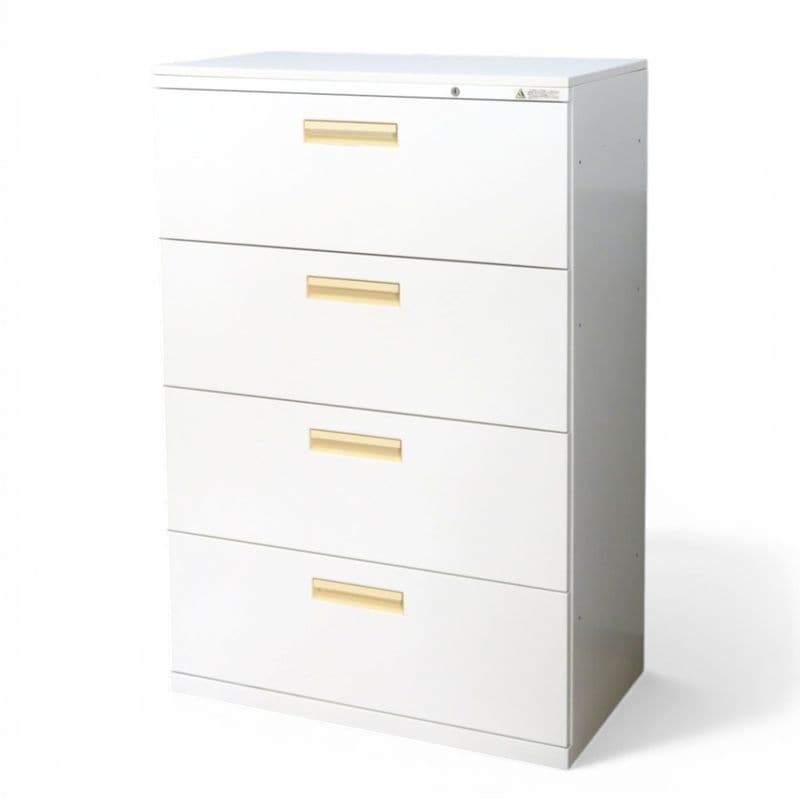 【中古】オカムラ 4段ラテラル書庫 SAデュオライン 4CG5ZC ZA75 ホワイト キャビネット 収納庫 w800 書類棚 引き出し 中古オフィス家具 YH20950