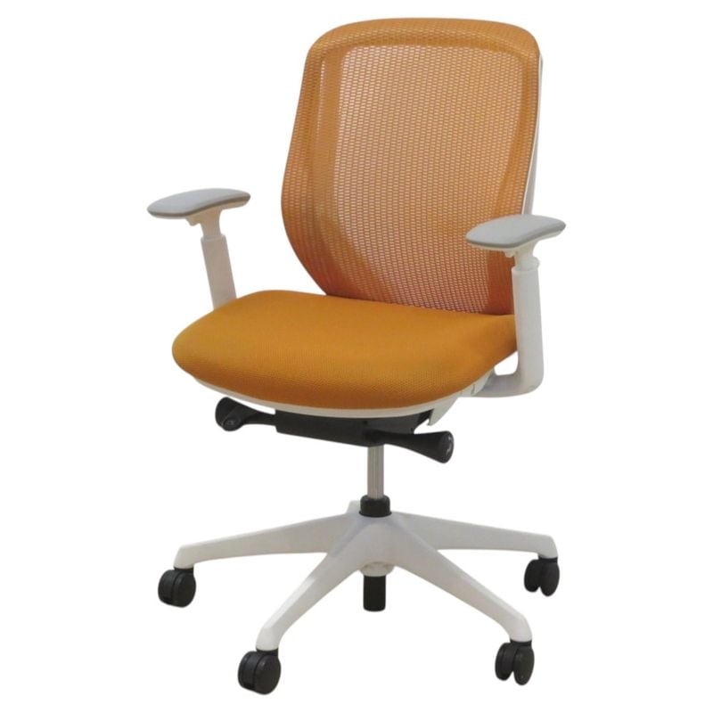 【中古】オカムラ 肘付きオフィスチェア シルフィー C681XW FMR8 2022年製 オレンジ ローバック メッシュ 中古オフィス家具 KK21123