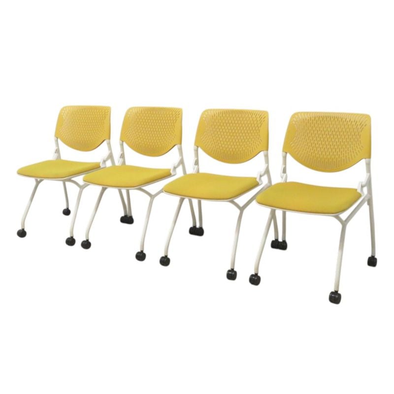 【中古/4脚セット】ネスティングチェア ルナ 81S1FY 2018年製 肘無し イエロー 会議椅子  ミーティングチェア 中古オフィス家具 KK21126