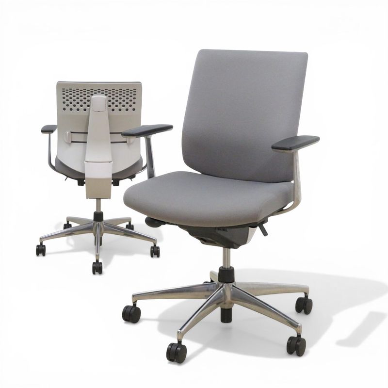 【中古】コクヨ 肘付きオフィスチェア ウィザード2 CRS-G1820E1 グレー ロッキング ランバーサポート ポリッシュ脚 中古オフィス家具 KK21204