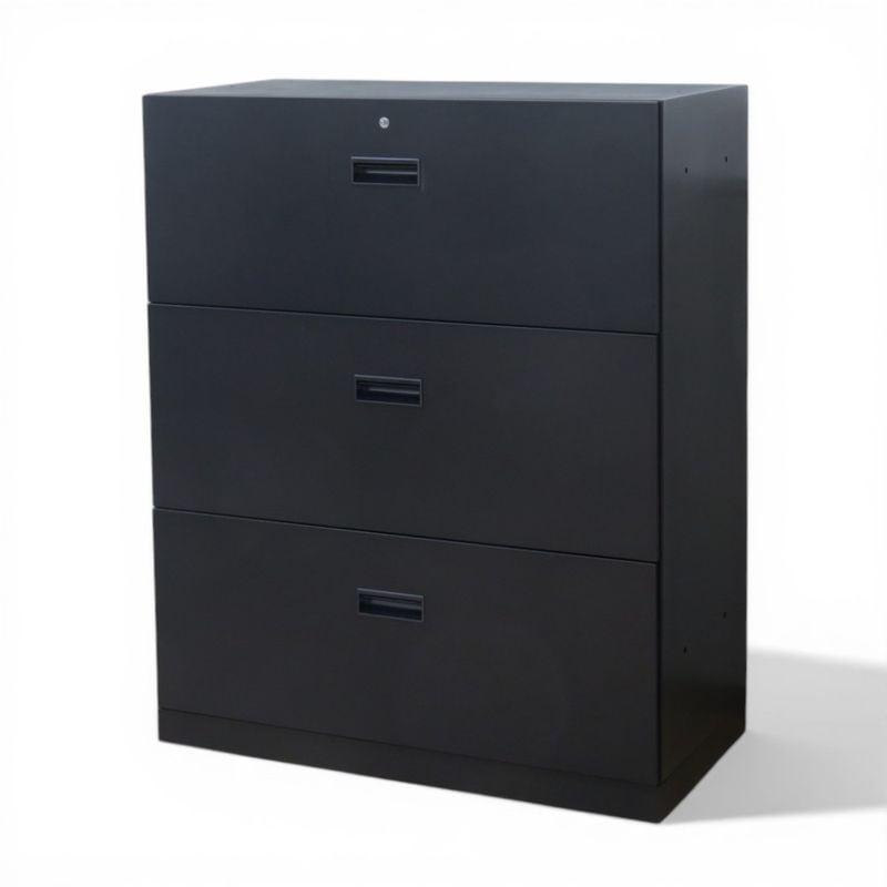 【中古】井上金庫 ICシリーズ 3段ラテラル書庫 IC-090L3-BK ブラック キャビネット 収納庫 中古オフィス家具 YH20376-1