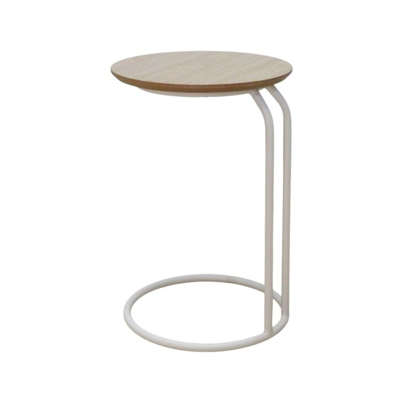ニトリ サイドテーブル ラウンズ ナチュラル 木目天板 ホワイトフレーム コーヒーテーブル 中古オフィス家具 EG21142