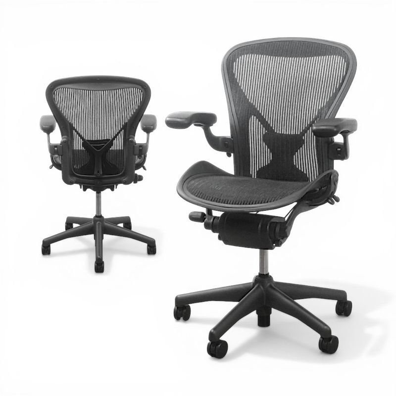 【中古】ハーマンミラー アーロンチェア フル装備  Bサイズ AE113AWB-0102 PJG1BBBK3D01 グラファイト 前傾チルト 可動肘 AG21231