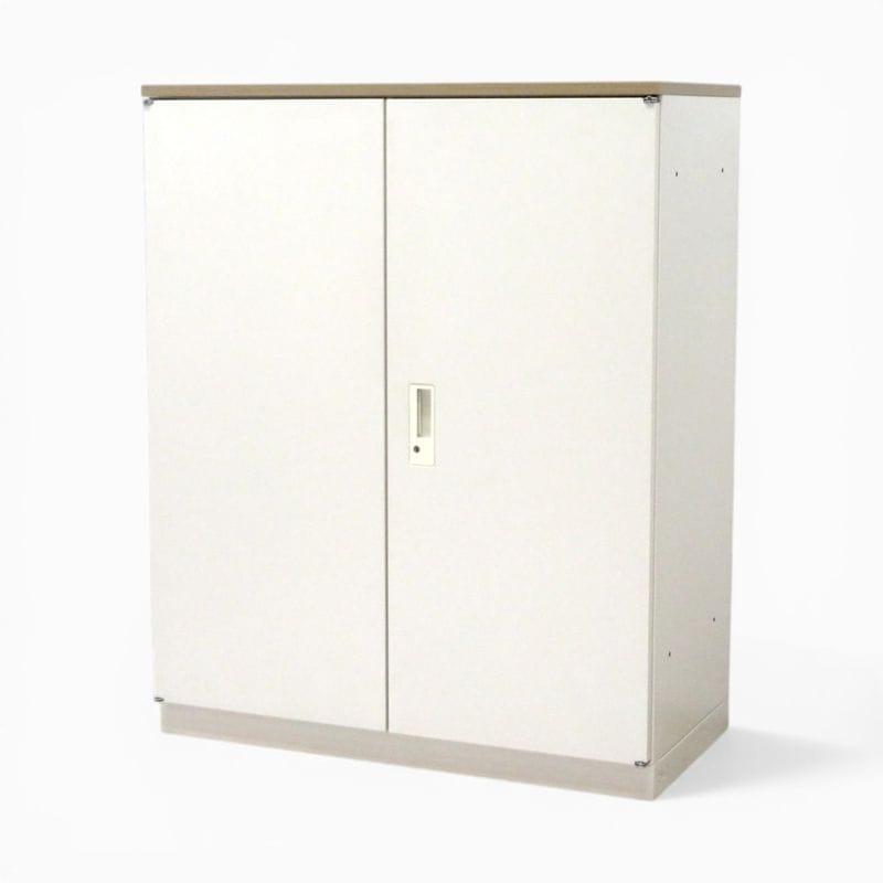 【中古】イトーキ 両開き書庫 サリダストレージ ホワイト 鍵付き W900 D450 H1120 観音開き ローキャビネット 収納家具 KK21102 中古オフィス家具