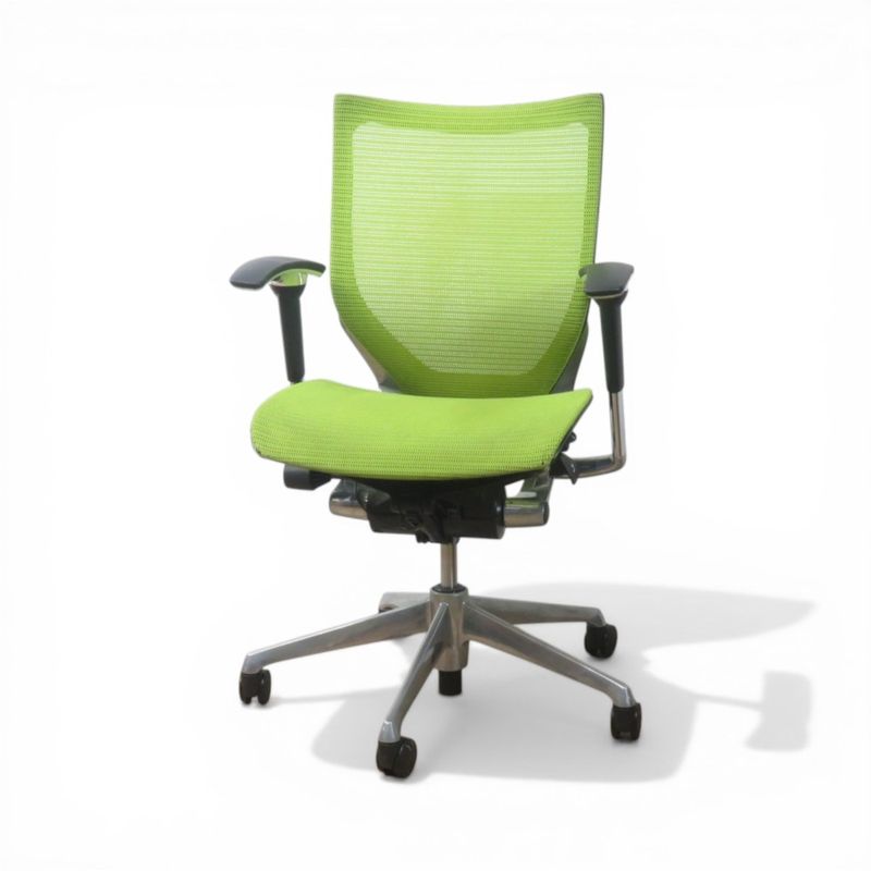 オカムラ オフィスチェア バロン CD83AR FDH6 グリーン 高機能 可動肘付 リクライニング メッシュ ポリッシュ AG21184 中古オフィス家具
